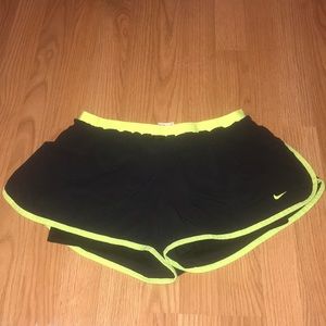 Nike black and neon yellow shorts